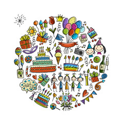 Birthday party, circle frame for your design