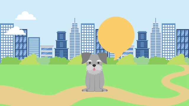 city park sitting road dog speech bubble animation