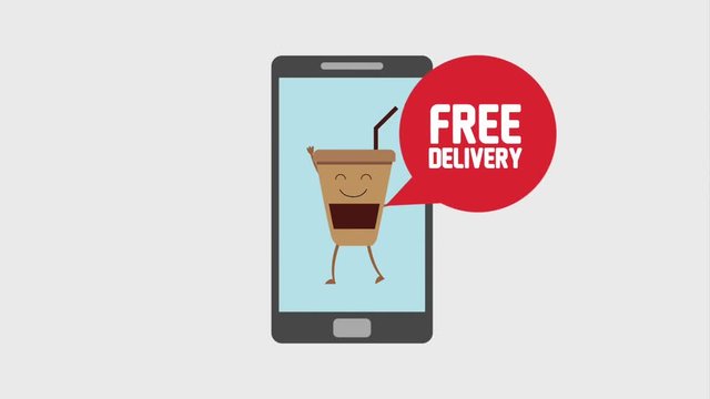 smartphone coffee cup free delivery order food animation hd animation hd
