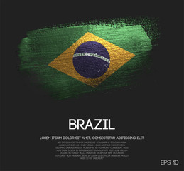 Brazil Flag Made of Glitter Sparkle Brush Paint Vector - 215454765