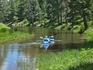 Couple in Canoes on Woods Canyon Lake