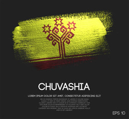 Chuvashia Flag Made of Glitter Sparkle Brush Paint Vector