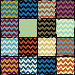 Seamless geometric pattern. Classic chevron pattern in a patchwork collage style. Vector image.