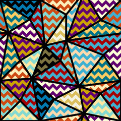 Seamless geometric pattern. Classic chevron pattern in a patchwork collage style. Vector image.