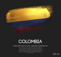 Fototapeten Colombia Flag Made of Glitter Sparkle Brush Paint Vector © natanaelginting