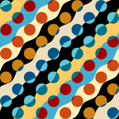 Seamless geometric pattern. Classic polka dot pattern in a patchwork collage style. Vector image.