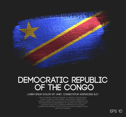 Democratic Republic of the Congo Flag Made of Glitter Sparkle Brush Paint Vector
