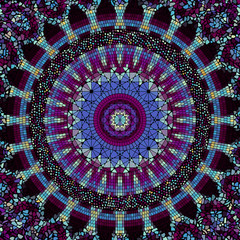 Seamless background pattern. Round mosaic art pattern of different tile textures.