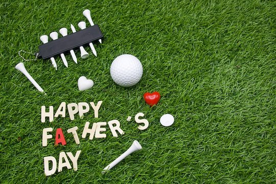 Happy Father's day to golfer word is on green grass