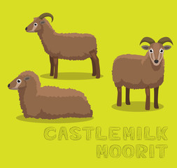 Sheep Castlemilk Moorit Cartoon Vector Illustration