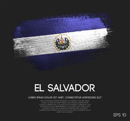 El Salvador Flag Made of Glitter Sparkle Brush Paint Vector - obrazy, fototapety, plakaty