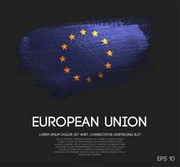 European Flag Made of Glitter Sparkle Brush Paint Vector © natanaelginting
