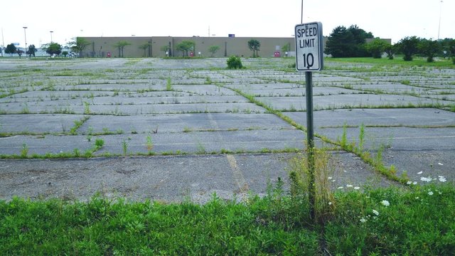 Abandoned parking lot for closed store