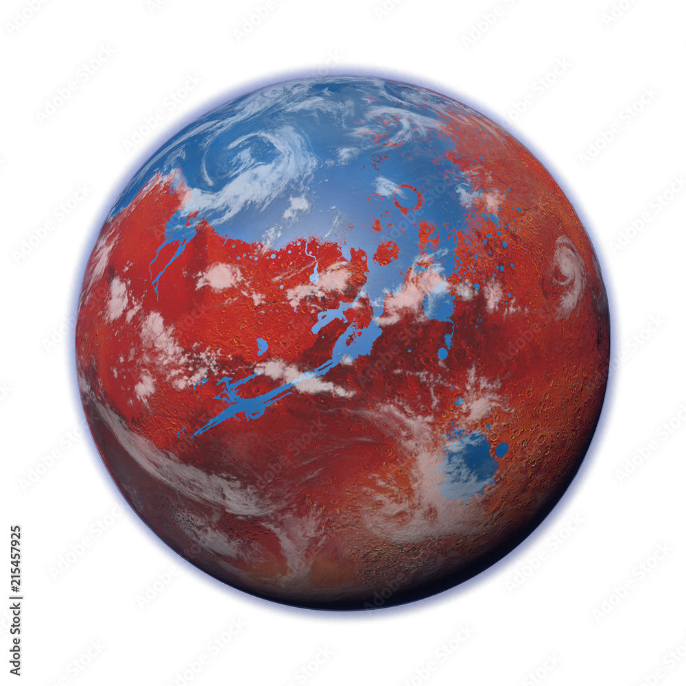 Canvas Prints early mars with oceans and clouds, surface water on the red planet