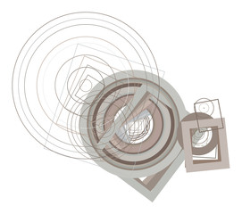 Color abstract ellipse & square box geometric pattern generative art background. Concept, graphic, decoration & shape.