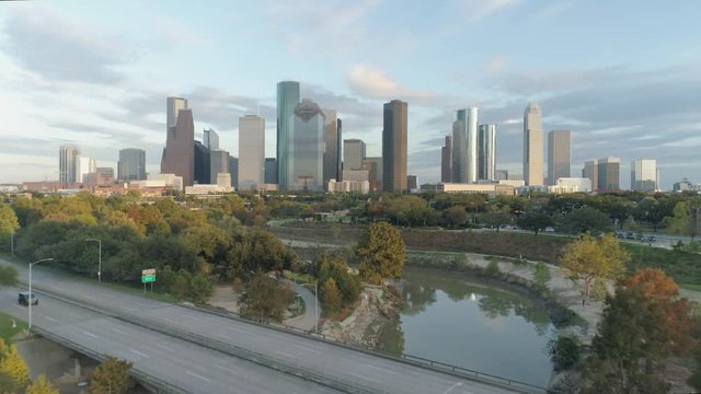 This video is of an aerial of downtown Houston skyline on a beautiful sunny day. This video was filmed in 4k for best image quality.