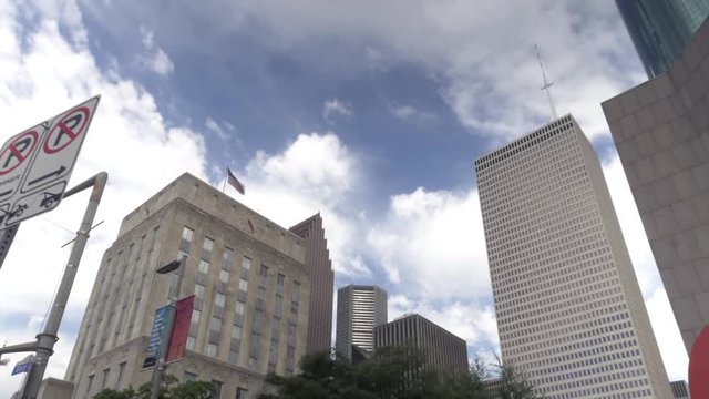 This video is about a timelapse from a low angle view of downtown Houston city skyline. This video was filmed in 4k for best image quality.