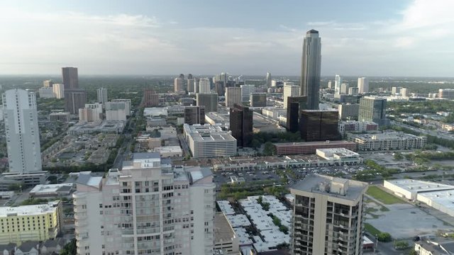 This video is of an aerial the Galleria Mall area in Houston, Texas. This video was filmed in 4k for best image quality.