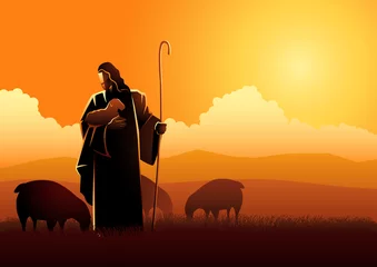 Fotobehang Jesus as a shepherd © rudall30