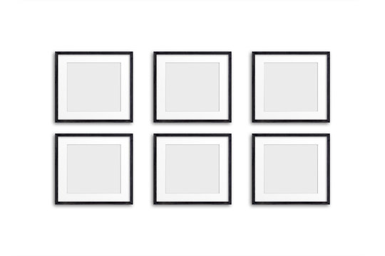 Photo frames collage, interior decor mockup, 3d illustration