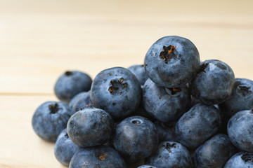 blueberry on wood table.Fresh organic blueberry.