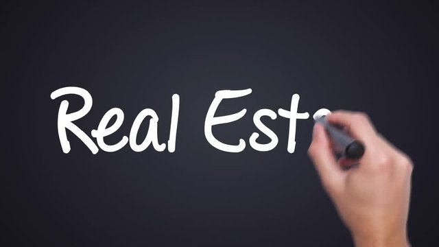 Real Estate - Man Hand writing with black marker on the background. Big dreams, hopes and aspirations. 4k