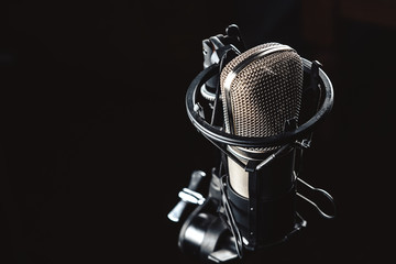 microphone on black background