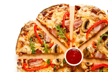 Pizza on white background