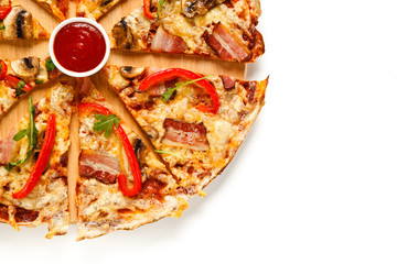 Pizza on white background