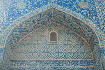 The dome in the form of an arch in traditional Asian mosaic. the details of the architecture of medieval Central Asia