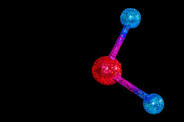 Chemistry module atom of molecule water scientific element. a water module made from two hydrogen atoms and one oxygen atom.