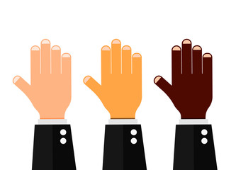 hands set multicultural