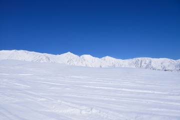 Hakuba snow mountain in Nagano Japan sunny weather