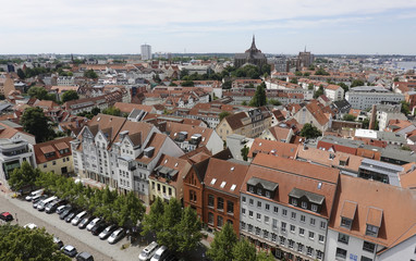 Fototapeta na wymiar Aerial view of Rostock city