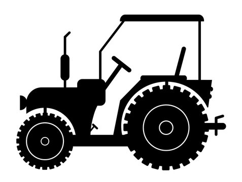 silhouette of a tractor on a white background vector