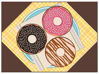 A Plate of Donuts on a Pleated Tablecloth 