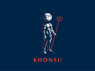 The Egyptian god Khonsu. Vector emblem.