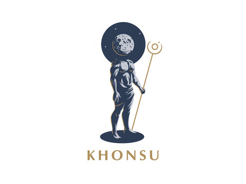 The Egyptian god Khonsu. Vector emblem.