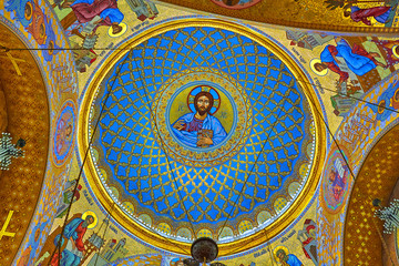 Fototapeta na wymiar Painting in the Orthodox church in Kronstadt.