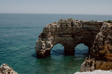 Naklejka premium Praia da Marinha. Navy Beach - Algarve. According to Michelin guide it's one of the most beautiful beaches of Portugal, in all of Europe and the World. Awarded with the distinguished Golden Beach .