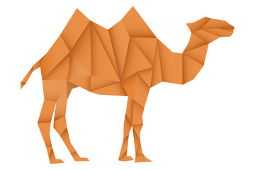 Brown camel. Polygonal vector illustration
