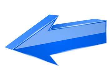 Blue arrow. 3d previous sign