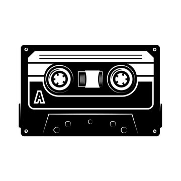 Audio cassette illustration. Design element for logo, label, emblem, sign, poster, t shirt.