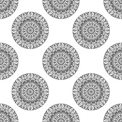 Seamless vector pattern of circles. Black and white