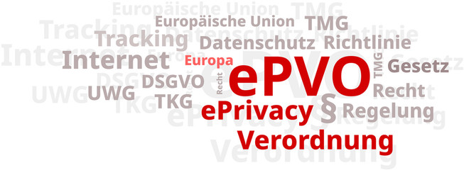 Schriftzug ePVO europäische ePrivacy Verordnung