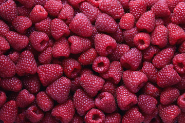 Full Frame Shot Of Raspberries. © Melica