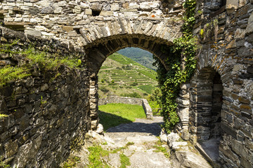 Ruins of Hinterhaus castle. Spitz, Wachau valley. Austria.