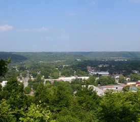 A view of a small town in Kentucky from the overlook.