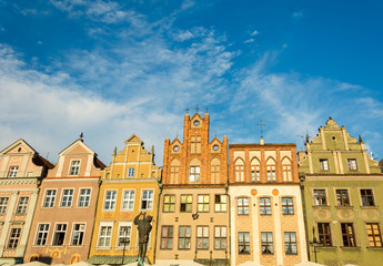 magnificent ancient architecture in the style of the Renaissance. Colorful and so different buildings of the ancient city of Poznan.