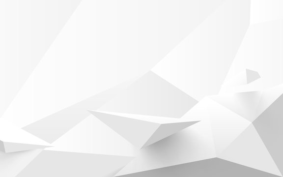 Abstract White 3d Polygonal Background. Vector Illustration